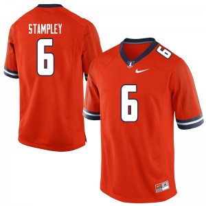 Men Illinois #6 Dominic Stampley Orange Embroidery Jersey 900856-645