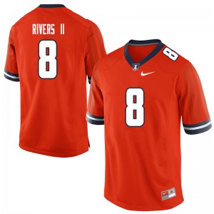 Mens Illinois #8 M.J. Rivers II Orange Official Jersey 943733-425