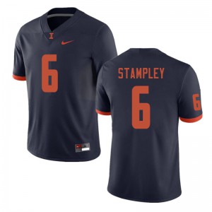 Mens University of Illinois #6 Dominic Stampley Navy Stitch Jerseys 672302-701