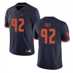 Men's University of Illinois #92 Isaiah Gay Navy Stitched Jersey 112028-265
