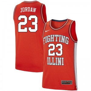 Mens Illinois #23 Aaron Jordan Retro Orange NCAA Jerseys 903692-257