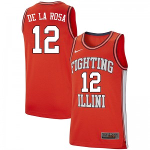 Men's Fighting Illini #12 Adonis De La Rosa Retro Orange Stitch Jerseys 625616-624