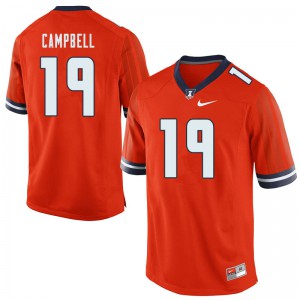 Men's University of Illinois #19 Dalevon Campbell Orange NCAA Jerseys 951878-285