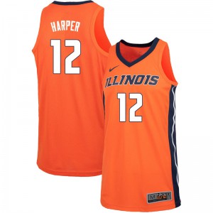 Men's University of Illinois #12 Derek Harper Orange Embroidery Jerseys 281365-750