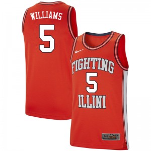 Mens Illinois #5 Deron Williams Retro Orange University Jerseys 368458-819