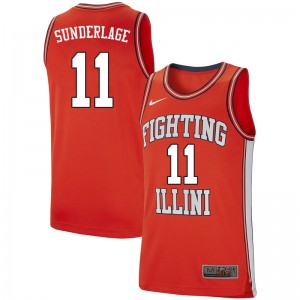 Men's Fighting Illini #11 Don Sunderlage Retro Orange Stitched Jerseys 207522-632