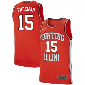 Men's Fighting Illini #15 Donnie Freeman Retro Orange Stitched Jersey 141328-664