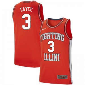 Mens Illinois Fighting Illini #3 Drew Cayce Retro Orange Embroidery Jersey 471033-569