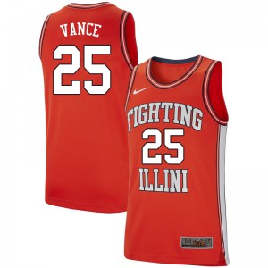 Men Illinois #25 Gene Vance Retro Orange Embroidery Jersey 930079-518