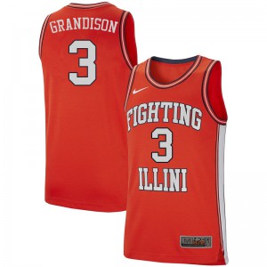 Men's Fighting Illini #3 Jacob Grandison Retro Orange Basketball Jerseys 965119-679