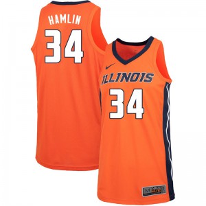 Mens Illinois Fighting Illini #34 Jermaine Hamlin Orange Official Jerseys 316306-415