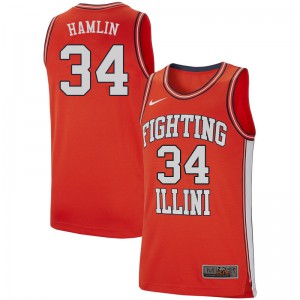 Men's Fighting Illini #34 Jermaine Hamlin Retro Orange Embroidery Jersey 610715-423