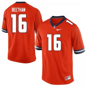 Men's Illinois #16 Josh Beetham Orange Football Jerseys 887365-433