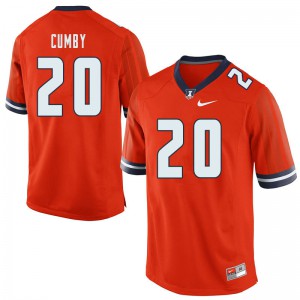 Mens University of Illinois #20 Kyron Cumby Orange Stitch Jerseys 521791-349