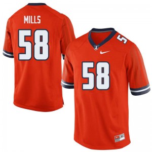 Mens Illinois #58 Sean Mills Orange Alumni Jersey 920656-252