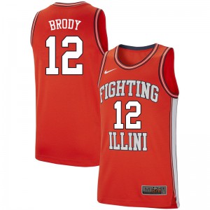 Mens Illinois Fighting Illini #12 Tal Brody Retro Orange University Jersey 902380-618