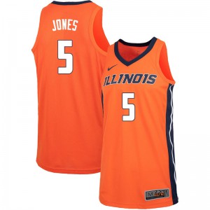 Men's Illinois #5 Tevian Jones Orange Official Jerseys 664970-219