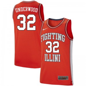 Men Illinois Fighting Illini #32 Tyler Underwood Retro Orange University Jerseys 727876-417