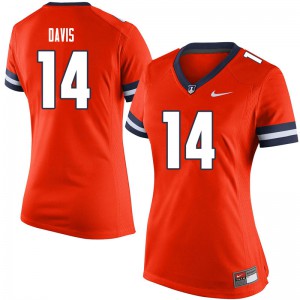 Women Illinois #14 Drake Davis Orange Stitched Jerseys 644070-825