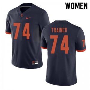 Womens Illinois Fighting Illini #74 Andrew Trainer Navy Stitched Jersey 859782-126