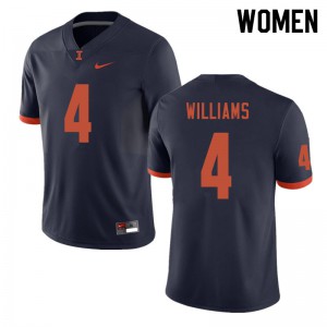 Women's University of Illinois #4 Bennett Williams Navy Embroidery Jerseys 365578-446