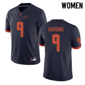 Women Illinois #9 Dele Harding Navy NCAA Jersey 758732-980