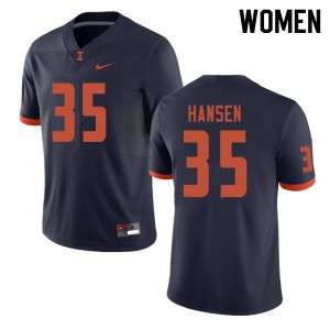 Women Illinois #35 Jake Hansen Navy Football Jerseys 105284-543