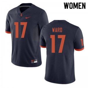 Women's University of Illinois #17 Jihad Ward Navy Football Jersey 286455-390