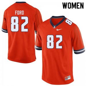 Women's University of Illinois #82 Luke Ford Orange Stitched Jerseys 357743-355