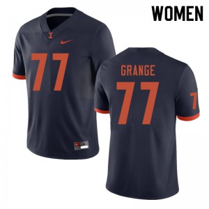 Womens Illinois #77 Red Grange Navy Embroidery Jersey 388220-615