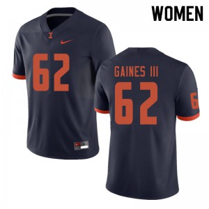Womens Illinois #62 Ron Gaines III Navy Football Jersey 891302-941