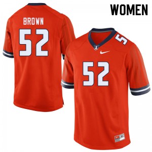 Womens University of Illinois #52 Verdis Brown Orange NCAA Jersey 725782-177