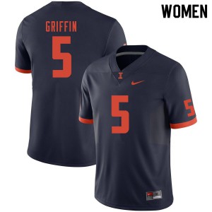 Women Illinois #5 Caleb Griffin Navy Player Jerseys 830793-318