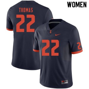 Womens Illinois #22 Dylan Thomas Navy Official Jerseys 462559-295