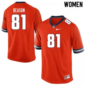 Women University of Illinois #81 Marquez Beason Orange Stitched Jersey 462216-545