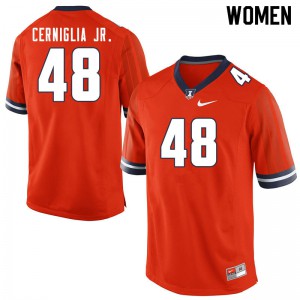 Womens Illinois Fighting Illini #48 Mike Cerniglia Jr. Orange Stitched Jerseys 154642-639