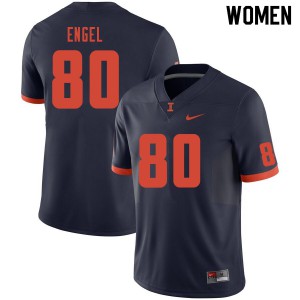Women's University of Illinois #80 Preston Engel Navy Stitch Jerseys 472621-544