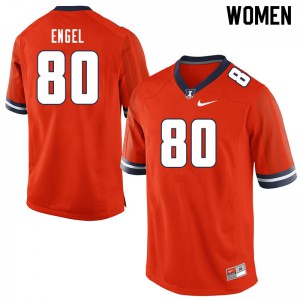 Womens Illinois Fighting Illini #80 Preston Engel Orange Football Jersey 387535-870