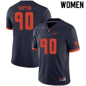 Womens Illinois #90 Anthony Shipton Navy NCAA Jerseys 118400-519