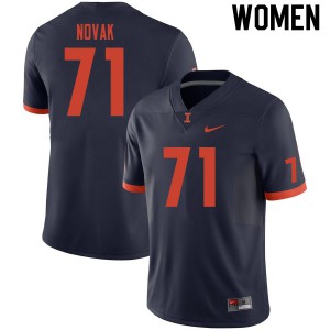 Women University of Illinois #71 Brett Novak Navy Stitch Jerseys 436459-405