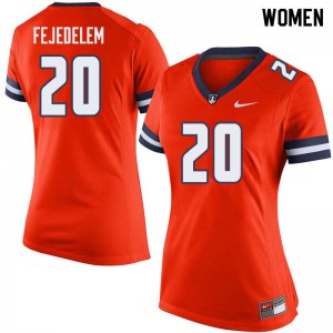Womens Fighting Illini #20 Clayton Fejedelem Orange Player Jerseys 727875-226