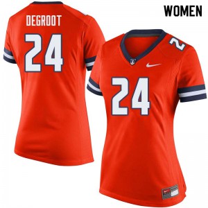 Women's Illinois #24 Dawson DeGroot Orange Football Jersey 766037-834