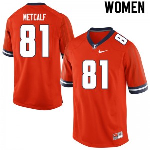 Womens University of Illinois #81 Hayden Metcalf Orange Football Jersey 561973-790
