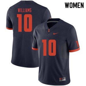 Women's Fighting Illini #10 Justice Williams Navy Embroidery Jersey 481806-473