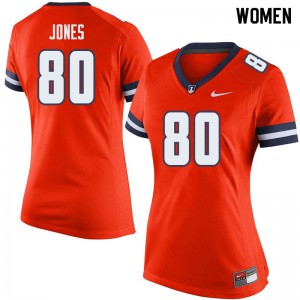 Women's Illinois #80 Keith Jones Orange Official Jerseys 103240-832