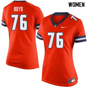 Womens Illinois #76 Larry Boyd Orange Football Jerseys 806658-422