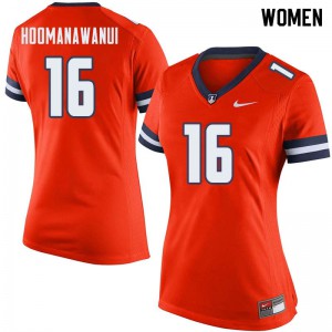 Womens University of Illinois #16 Michael Hoomanawanui Orange Stitched Jerseys 169744-985