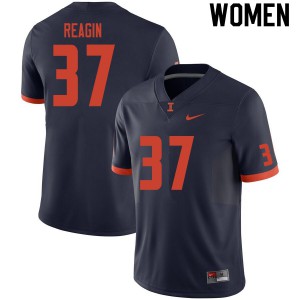 Women's Fighting Illini #37 Reed Reagin Navy Official Jersey 206458-341