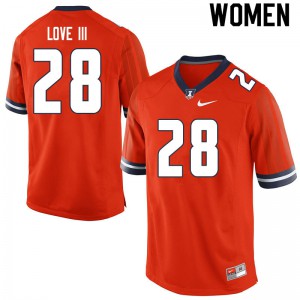 Women's Illinois #28 Reggie Love III Orange NCAA Jerseys 252244-887