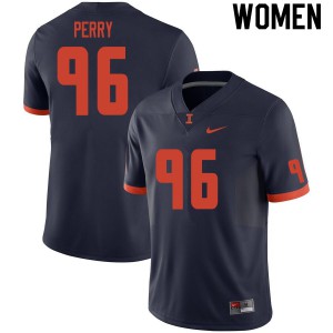 Womens Fighting Illini #96 Roderick Perry Navy Stitched Jersey 398455-474